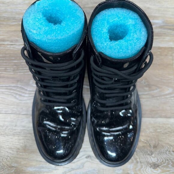 Dr. Martens Luana Black Glitter Patent Leather Combat Boots Women's Size… - Picture 2 of 9